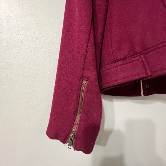 Aritzia / Talula wool moto jacket in cranberry red - Picture 4 of 8